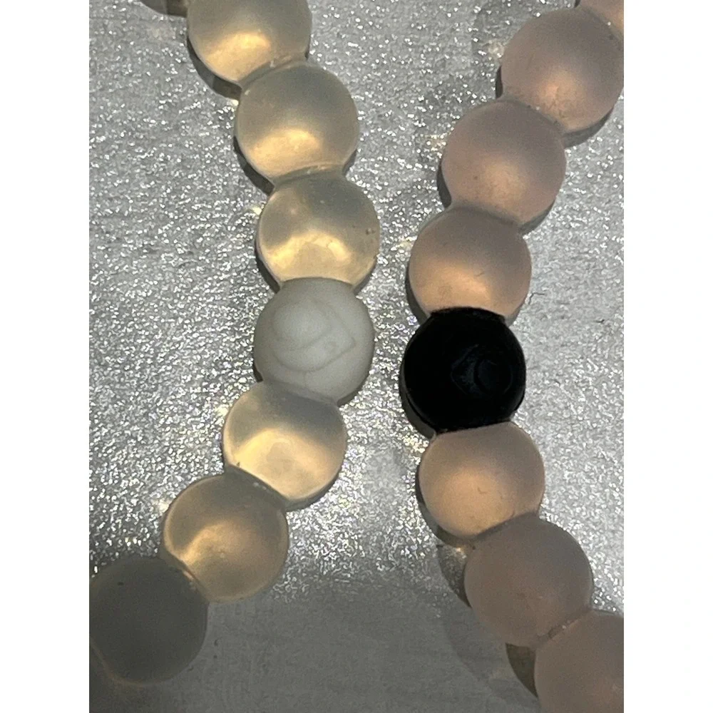 Lokai Classic Bracelet‎ Set of 2 White Bead Silicone 6 inch Small